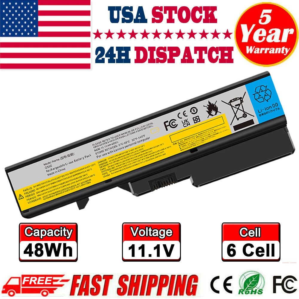 6 Cell Battery for Lenovo IdeaPad G460 G470 G560 G570 V470 V570 Z470 L09S6Y02
