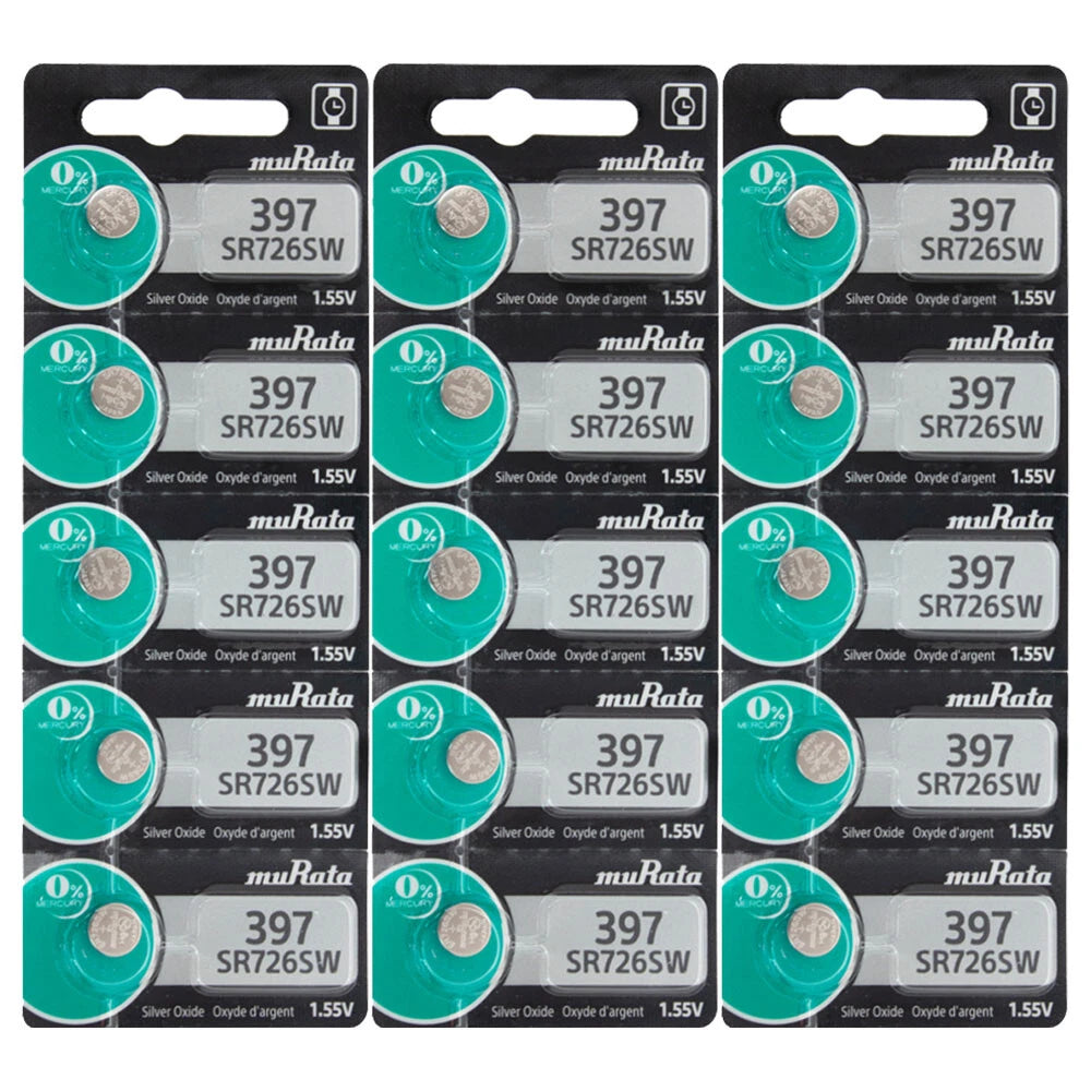 Murata 397 Button Cell Watch Batteries 15 Pack - Replaces Sony