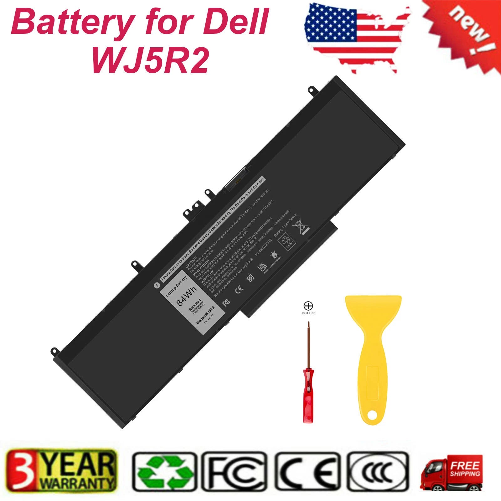 84Wh WJ5R2 Spare Laptop Battery For Dell Latitude 5570 E5570 Precision 3510 NEW