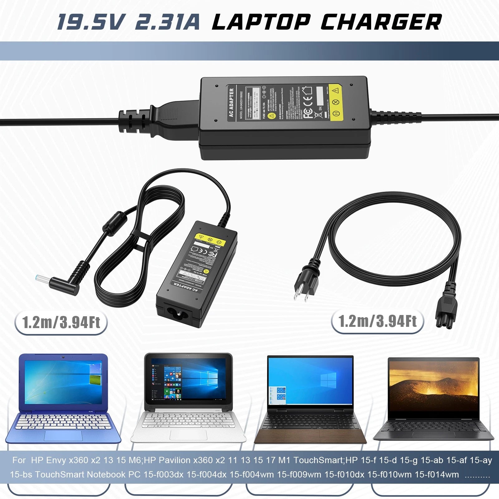 LOT 45W 19.5V 2.31A AC Adapter Charger For HP Laptop Power Supply Cord 4.5*3.0mm