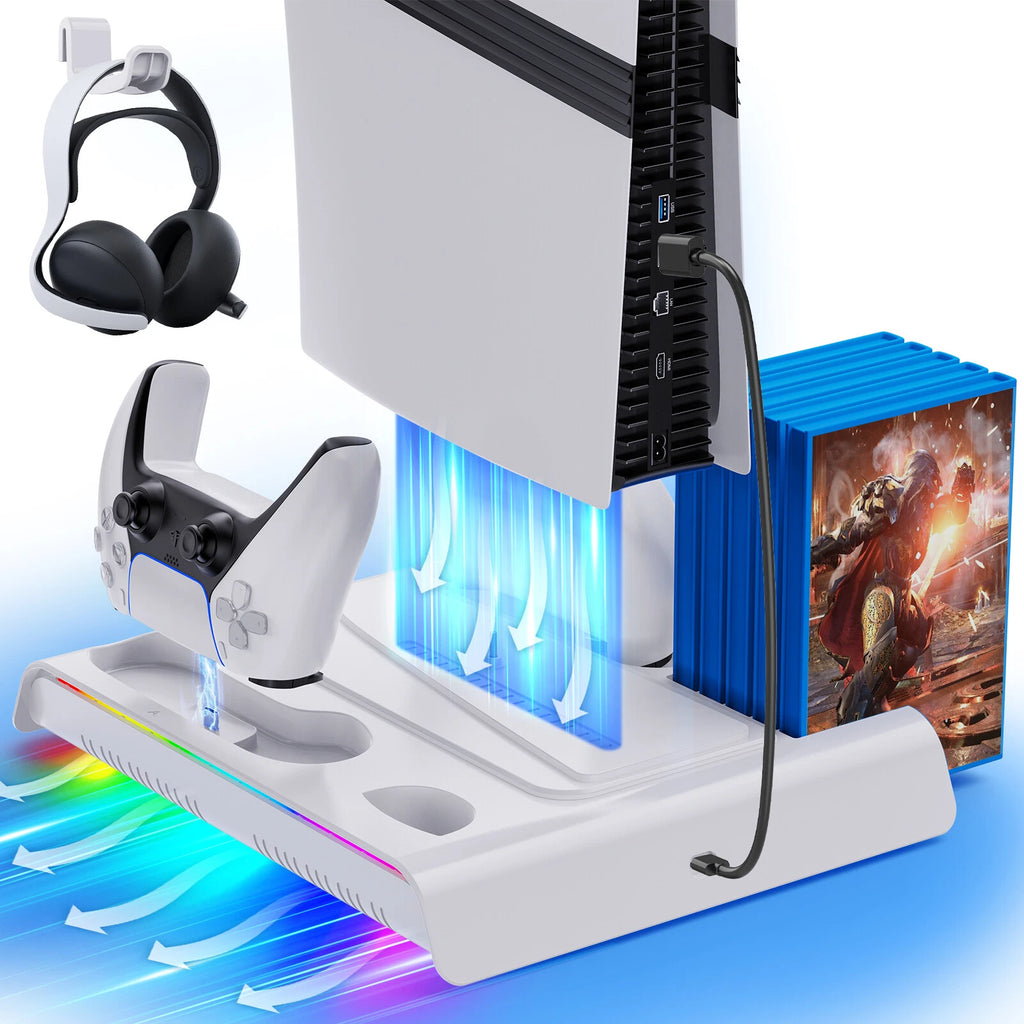 For PS5 Slim Controller Stand Cooling Fan Charging Station for Sony Playstation5
