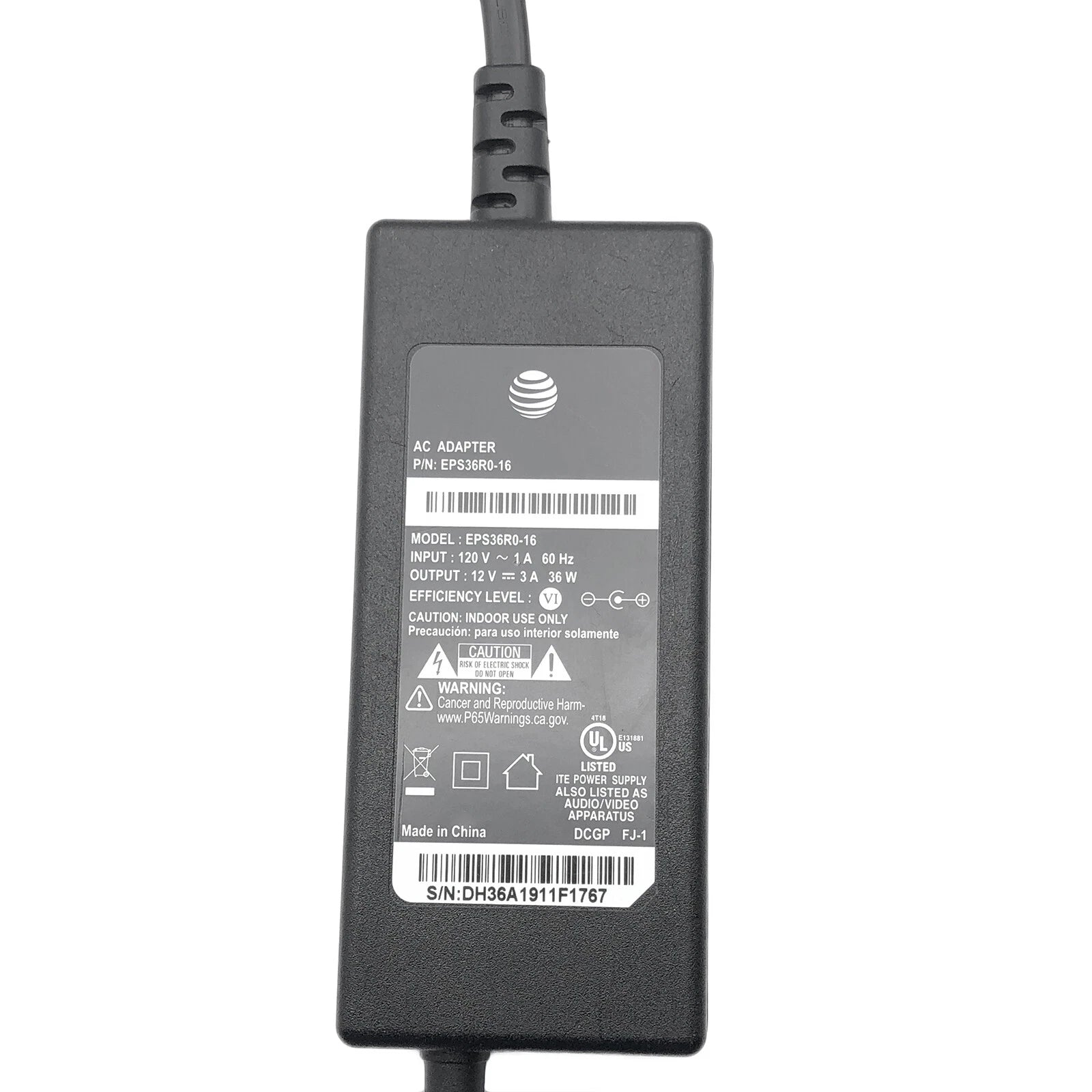 Open Box Genuine AT&T 12V 3A 36W AC/DC Power Supply Adapter EPS36R0-16 OEM