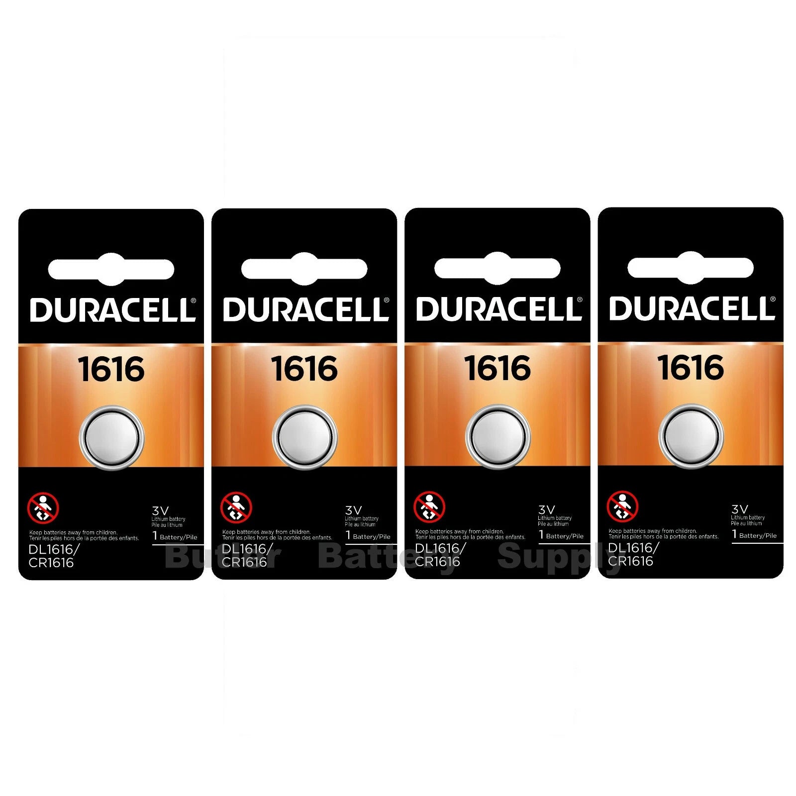 4 1616 Duracell Coin Cell Batteries - Lithium 3V - (CR1616, DL1616,ECR1616,YA)