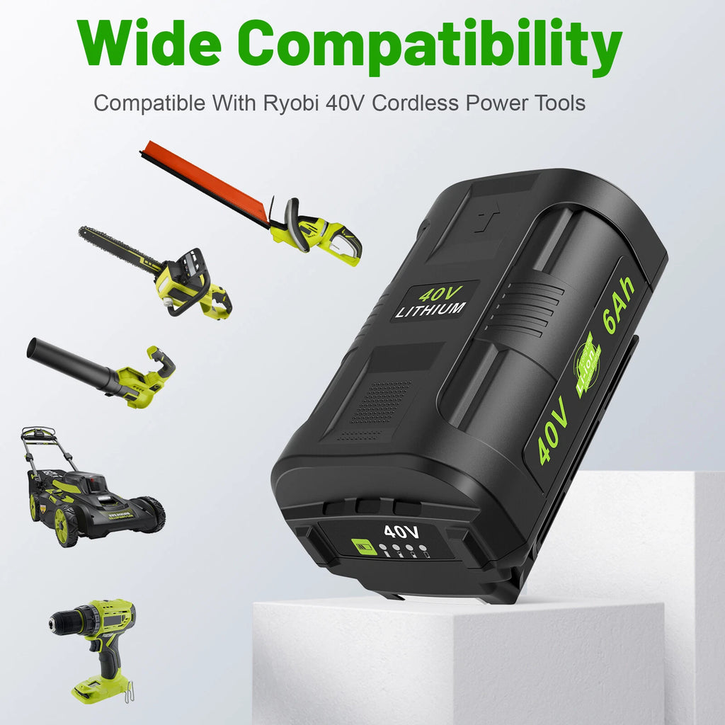 For Ryobi 40V 6.0AH Battery & Charger Lithium-Ion 40-Volt With LED OP4060 OP4026