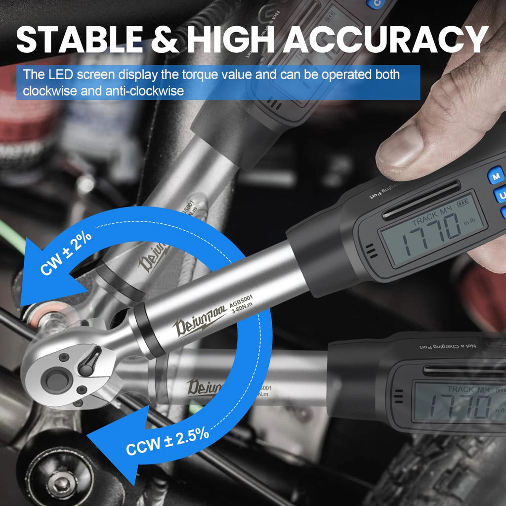 ??1/2"OR 3/8" Drive Torque Wrench 3-60NM 10-200NM 2*Battery & Sockets Adjustable
