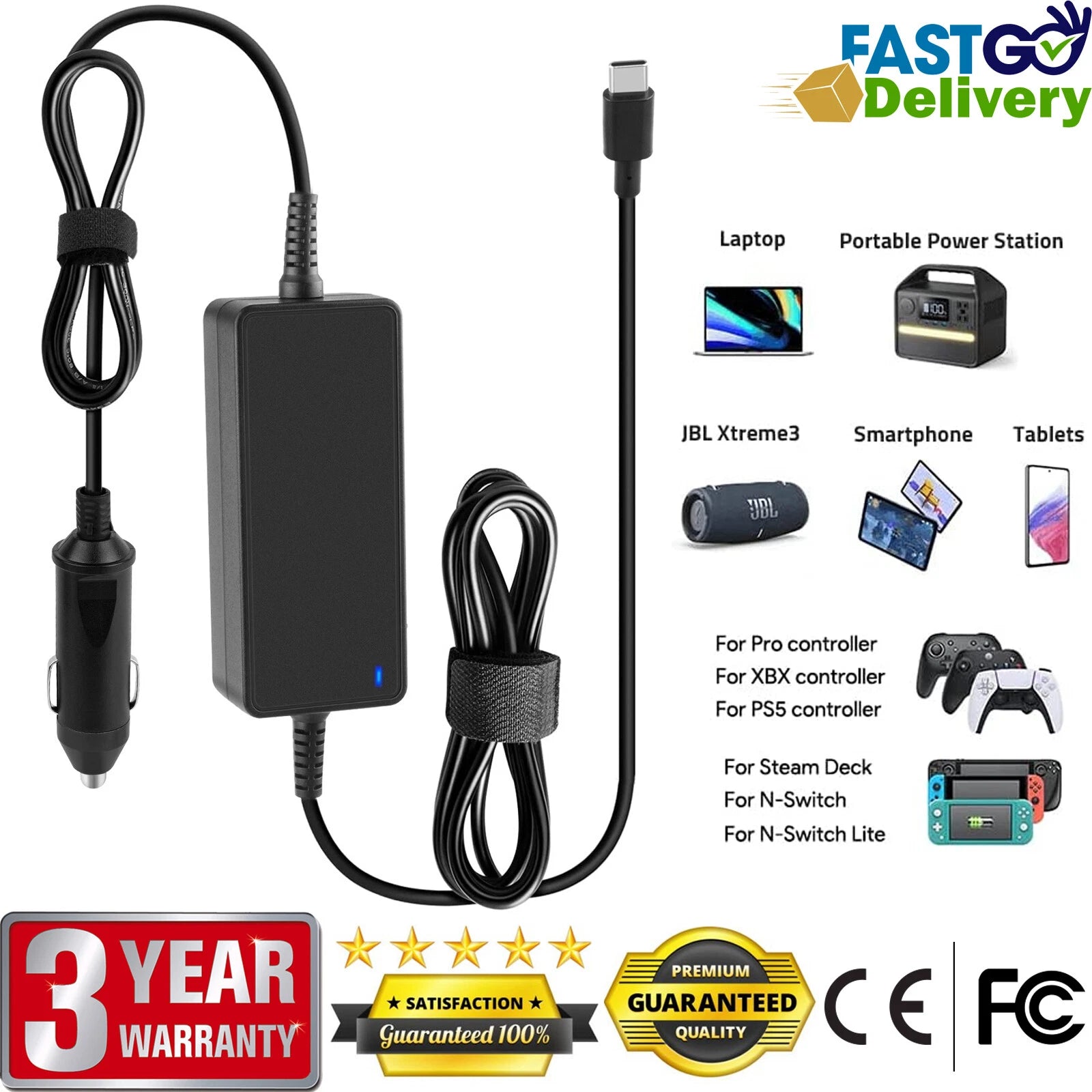 Type C Car Laptop Adapter Charger For ASUS for Acer for Lenovo for Dell for HP