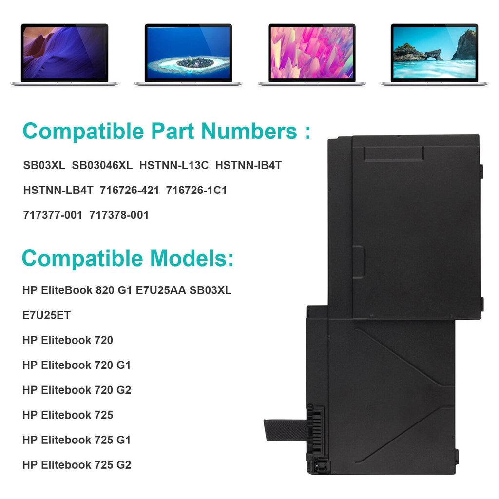SB03XL Laptop Battery For HP Elitebook 720 725 820 G1 G2 716726-421 Laptop
