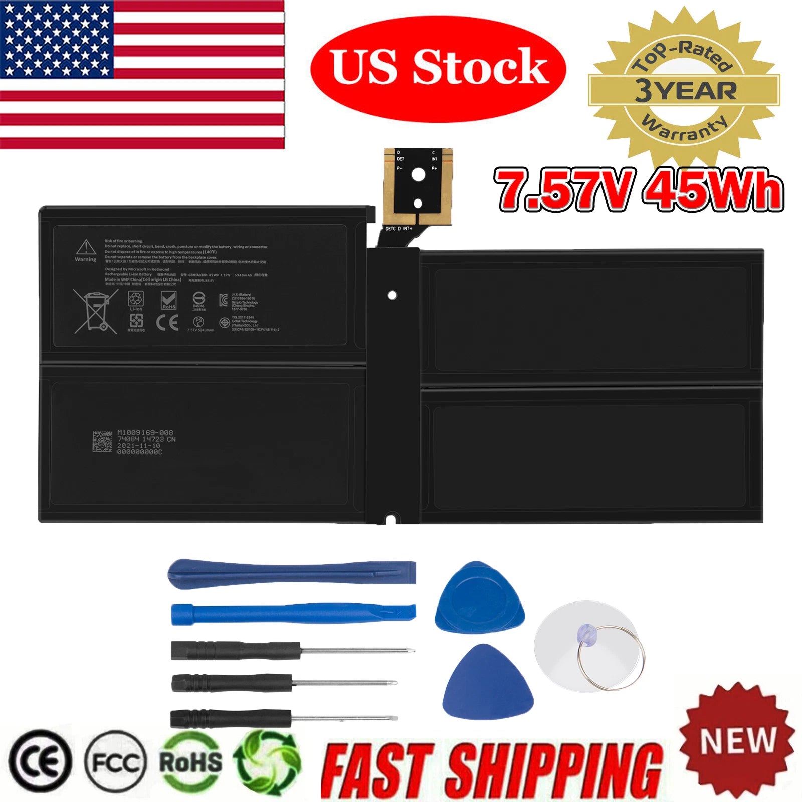 Battery DYNM02 G3HTA038H for Microsoft Surface Pro 5 Pro 6 1796 (2017 New Pro)