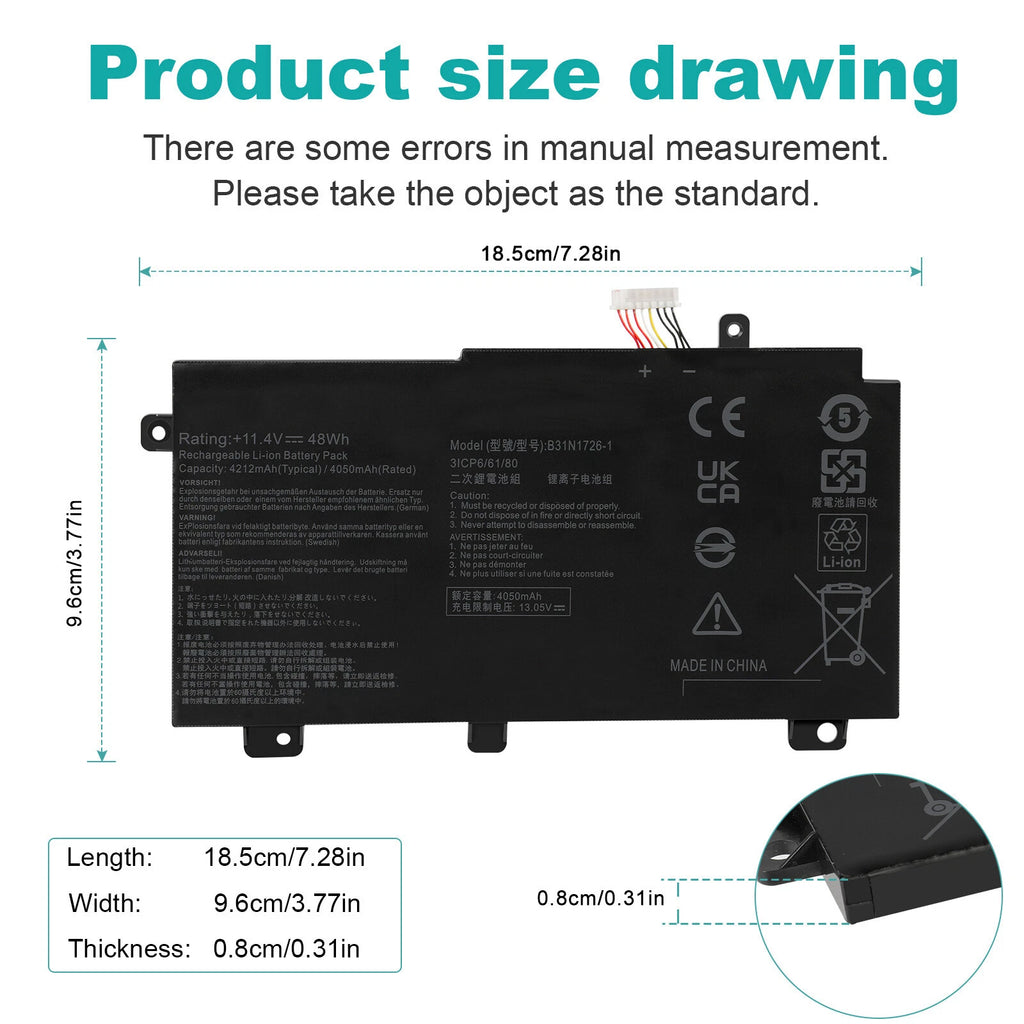 B31N1726 Battery for ASUS FX504 FX504GD FX80GD TUF Gaming FX505DT A15 FA506IU