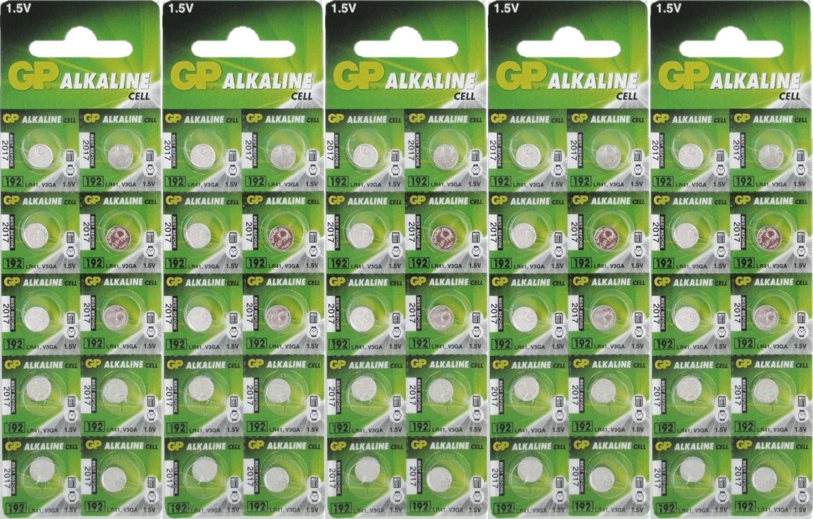 50 Pcs GP192 LR41 V3GA Button Cell Alkaline Batteries