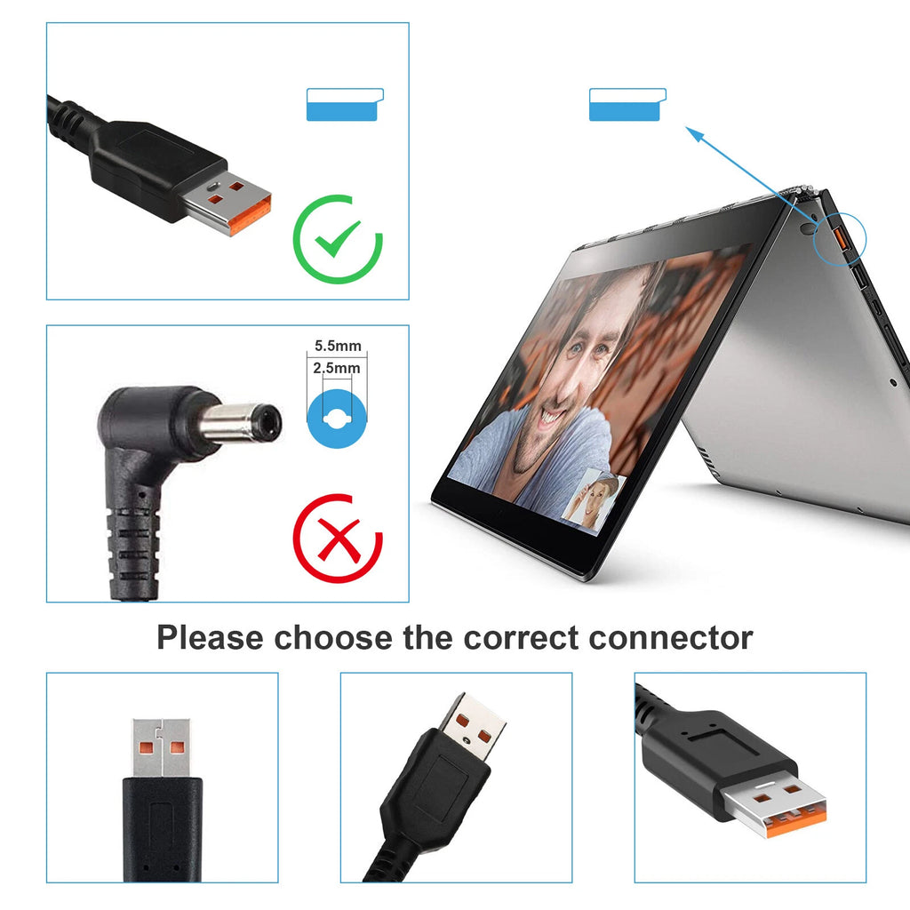For Lenovo Yoga 3 14, Yoga 3-1470 Wall Charger Power Supply 65W 40W AC Adapter