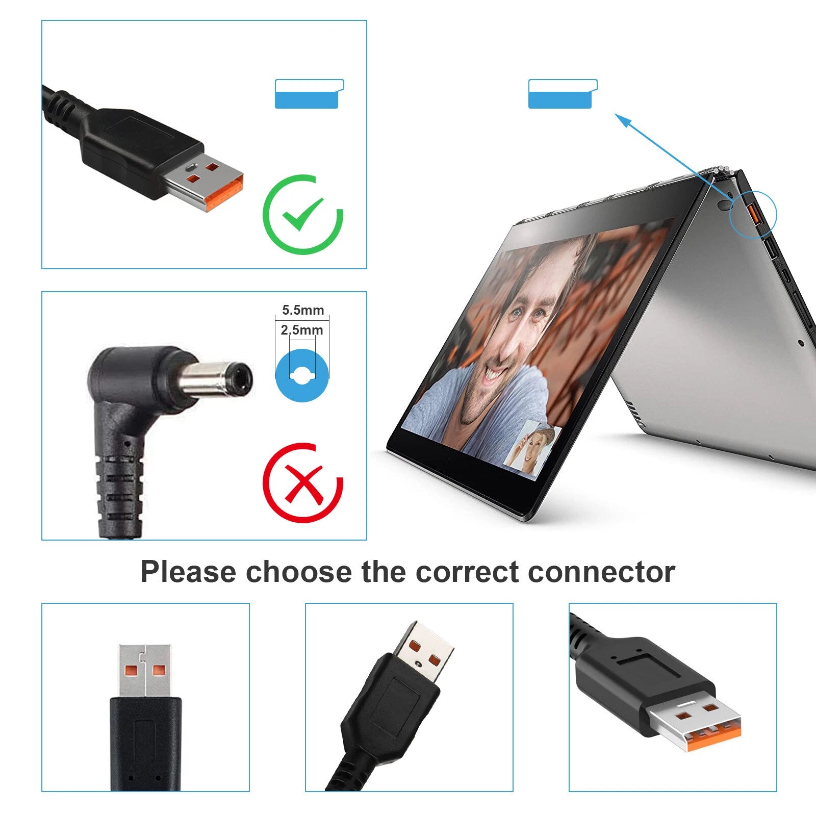 For Lenovo Yoga 3 14, Yoga 3-1470 Wall Charger Power Supply 65W 40W AC Adapter
