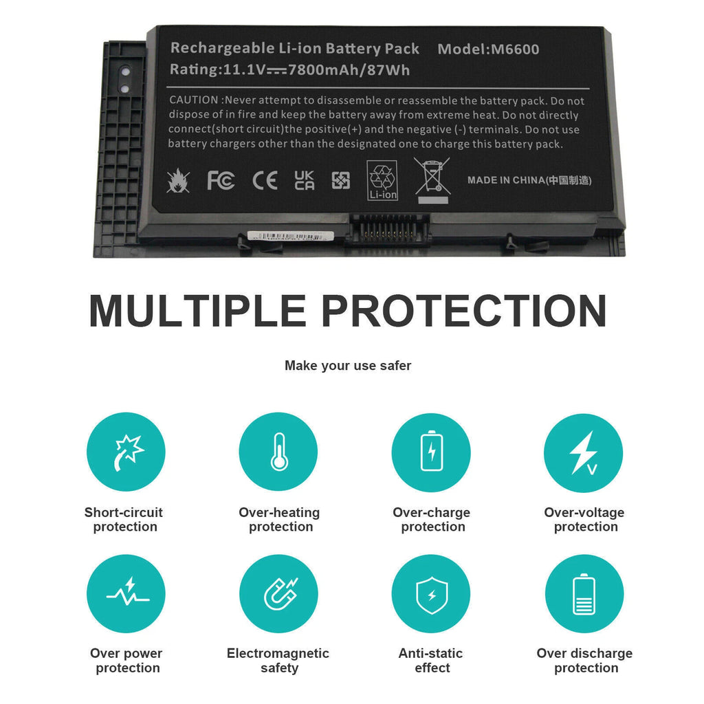 FV993 M6600 Laptop Battery for Dell Precision M4600 M4700 M4800 M6700 FJJ4W 87Wh
