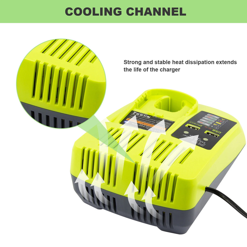 P117 Charger For RYOBI P108 18V For One+ Plus High Capacity Lithium-Ion Battery