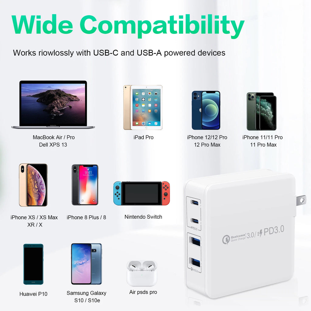100W PD 3.0 GaN Charger Type C Foldable Adapter For iPhone 16/15/14/13 Pro Max