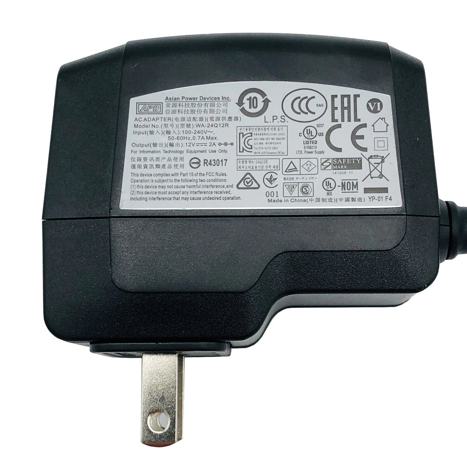 Brand NEW Original APD WA-24Q12R AC Power Adapter 12V 2A Plug-In 24Watt