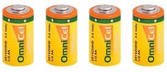 1/2AA Size Lithium Batteries ER14250 (3.6V & 1200 mAh), 4 pack