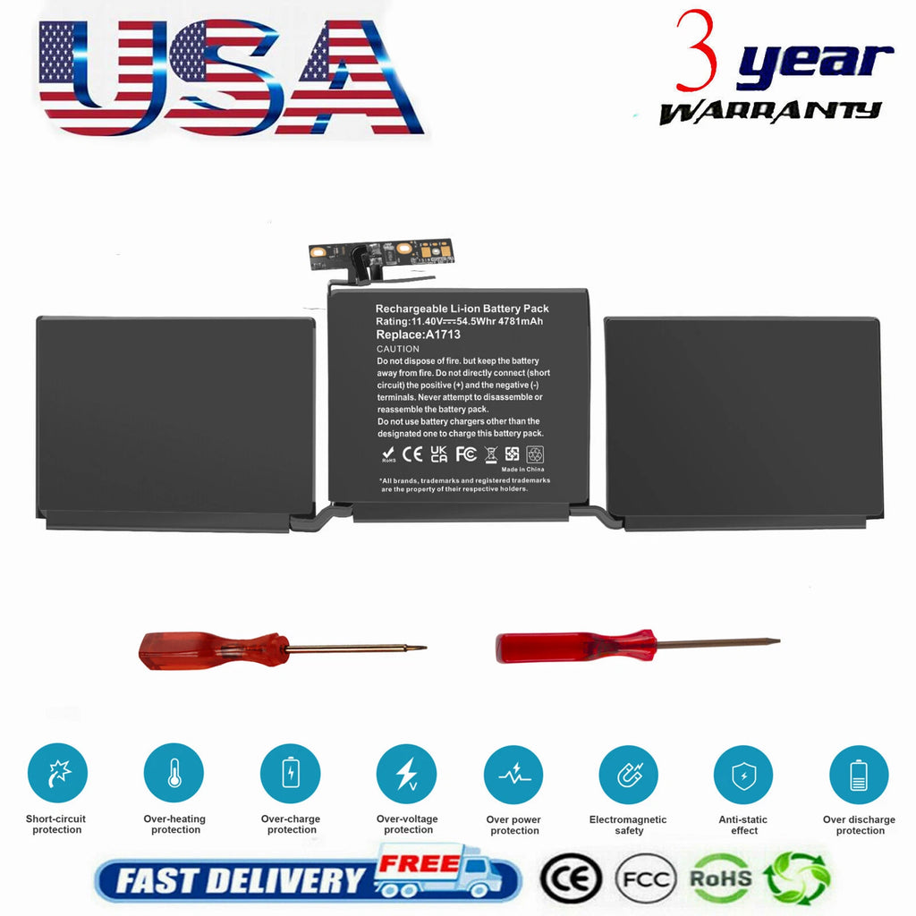 A1713 A1708 Battery For Apple MacBook Pro 13 Late 2016 Mid 2017 EMC 2978 3164