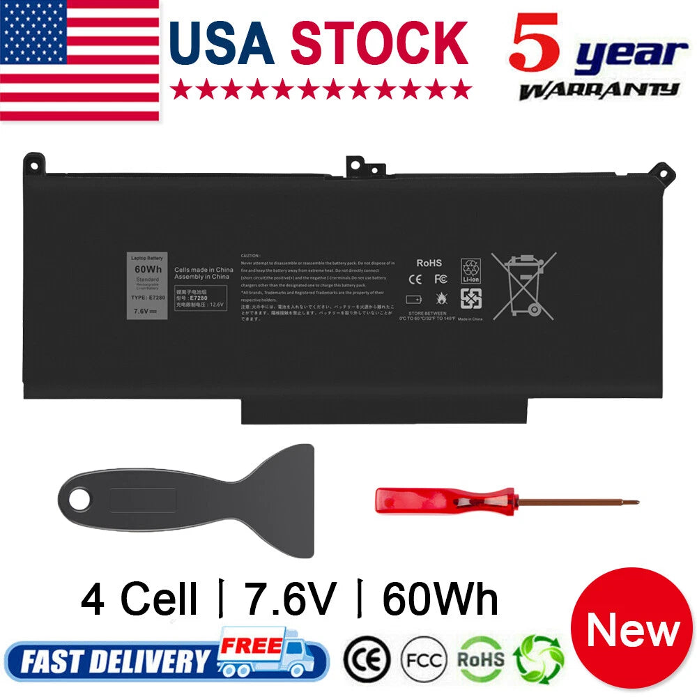 F3YGT Replacement Battery for Dell Latitude 7280 7480 Full Capacity 7.6V 60Wh