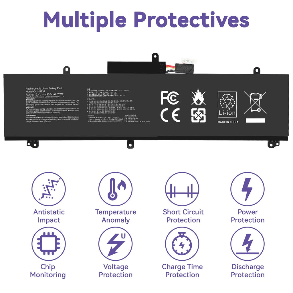 ?C41N1837 Battery For ASUS ROG Zephyrus G15 GA502 M15 GU502G S15 GX502 76Wh US