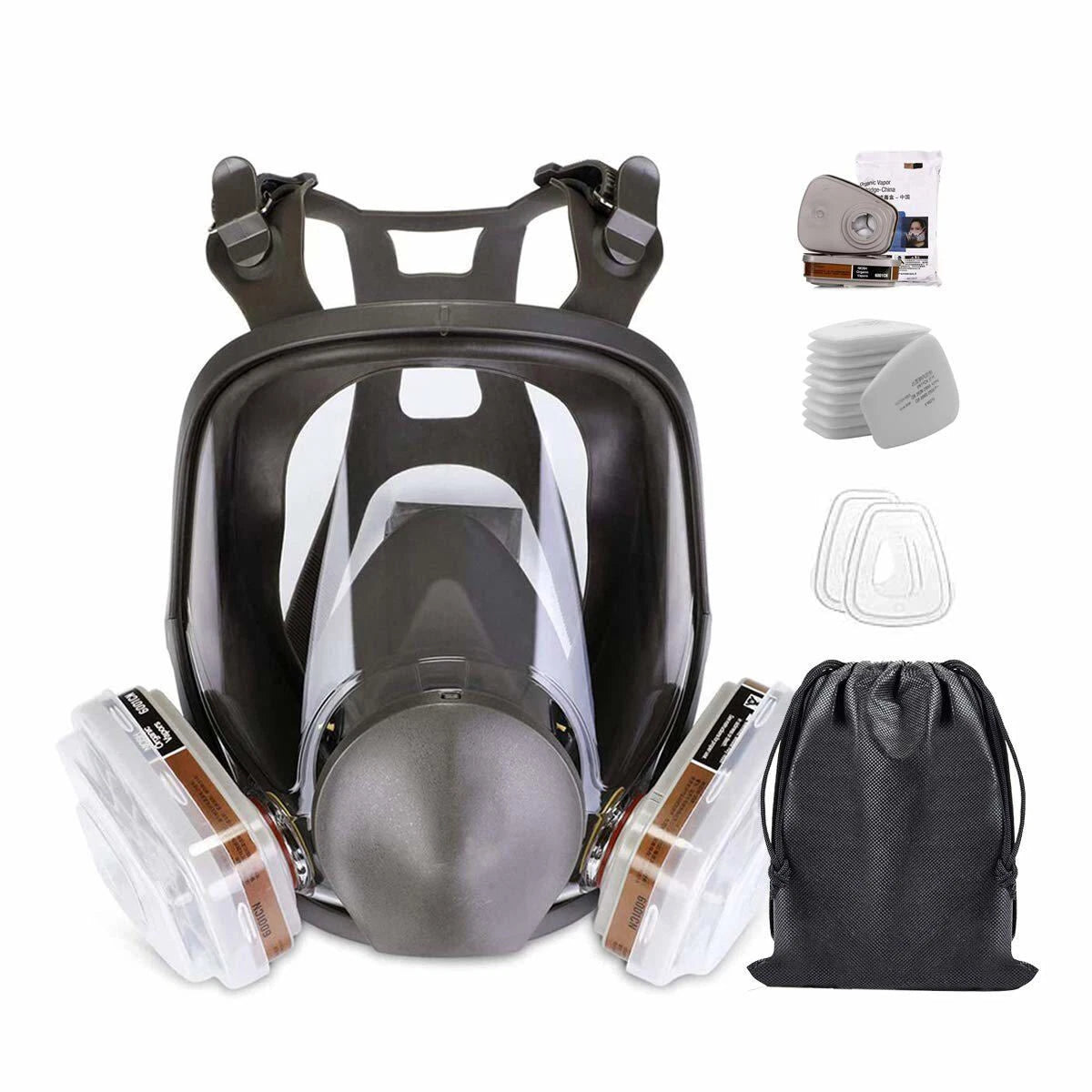 Full Face 15 IN 1 Gas Mask Chemical Vapor Painting Spraying Respirator Filter US
