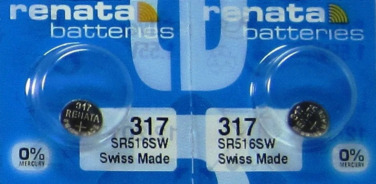 317 Renata Watch Battery SR516SW SR516W x 2