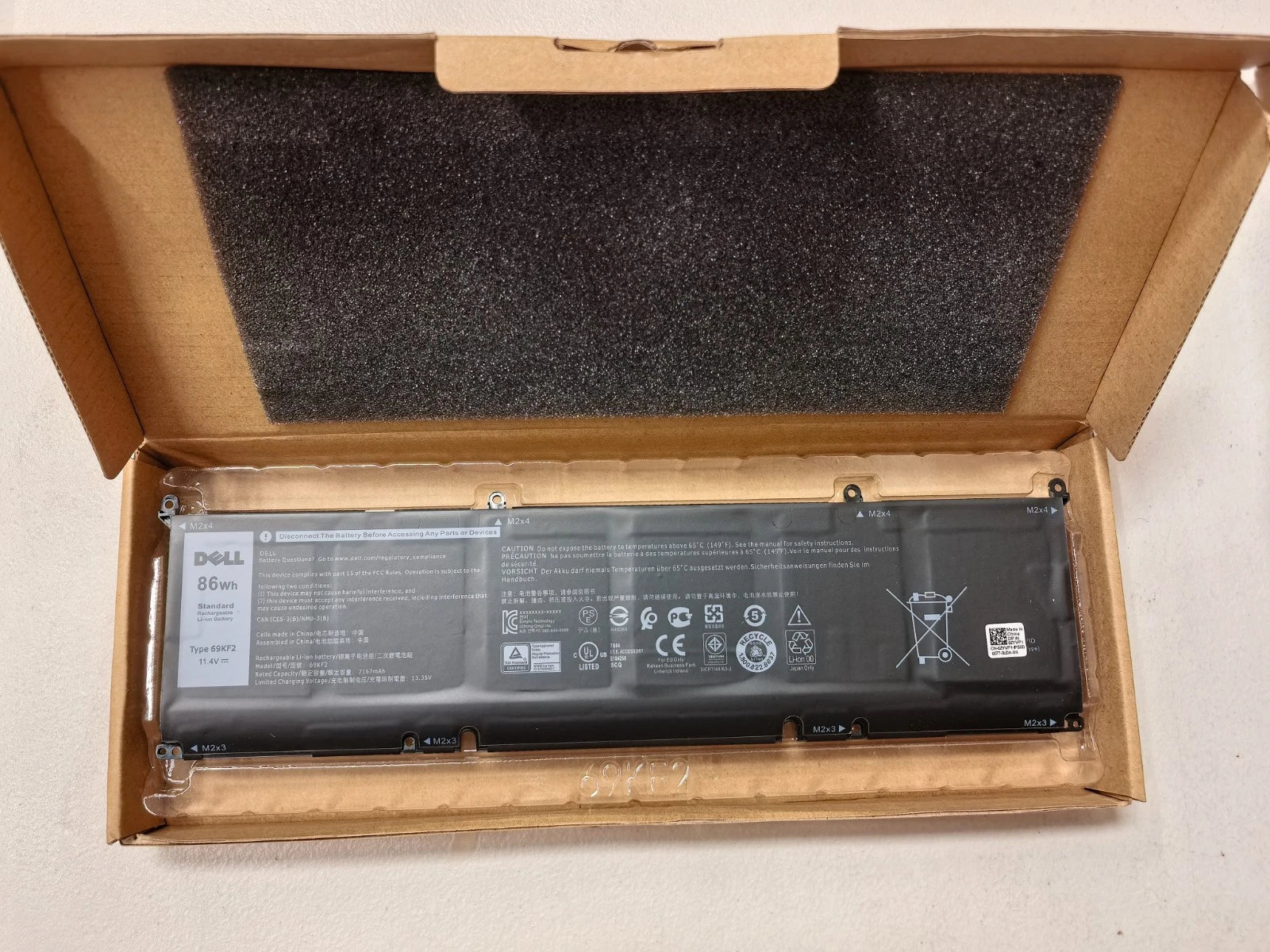 OEM NEW 86Wh 69KF2 Battery Dell XPS 15 9500 Precision 5550 M59JH M15 M17