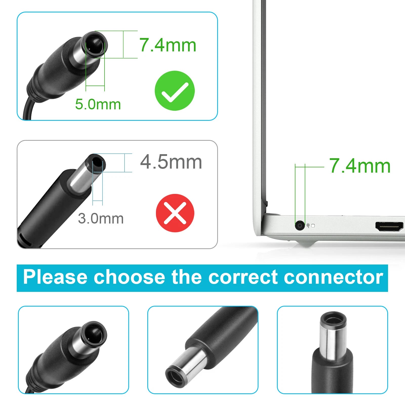 AC Adapter Charger For Dell Latitude 5491, 5495, 5501, 5590 Laptop Power Cord