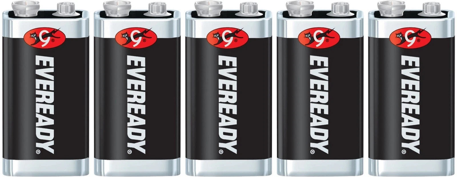 5 Eveready Super Heavy Duty 9V 9 Volt Carbon Zinc Batteries