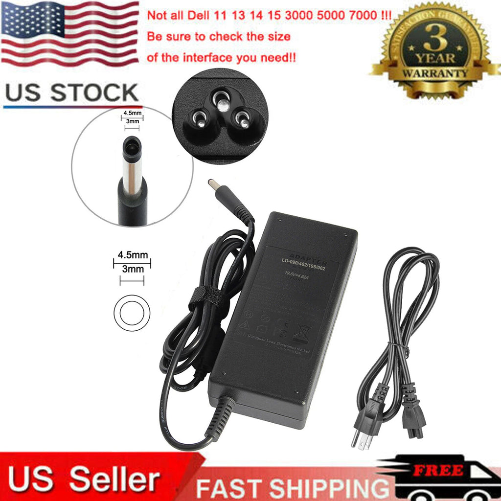 90W AC Adapter For Dell Inspiron 11 13 14 15 17 3000 5000 7000 Series Charger F