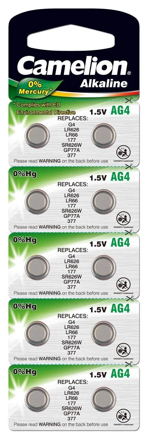 10 Pk Camelion AG4 LR626 377 376 G4A LR66 L626 GP7 Alkaline Alkaline Batteries