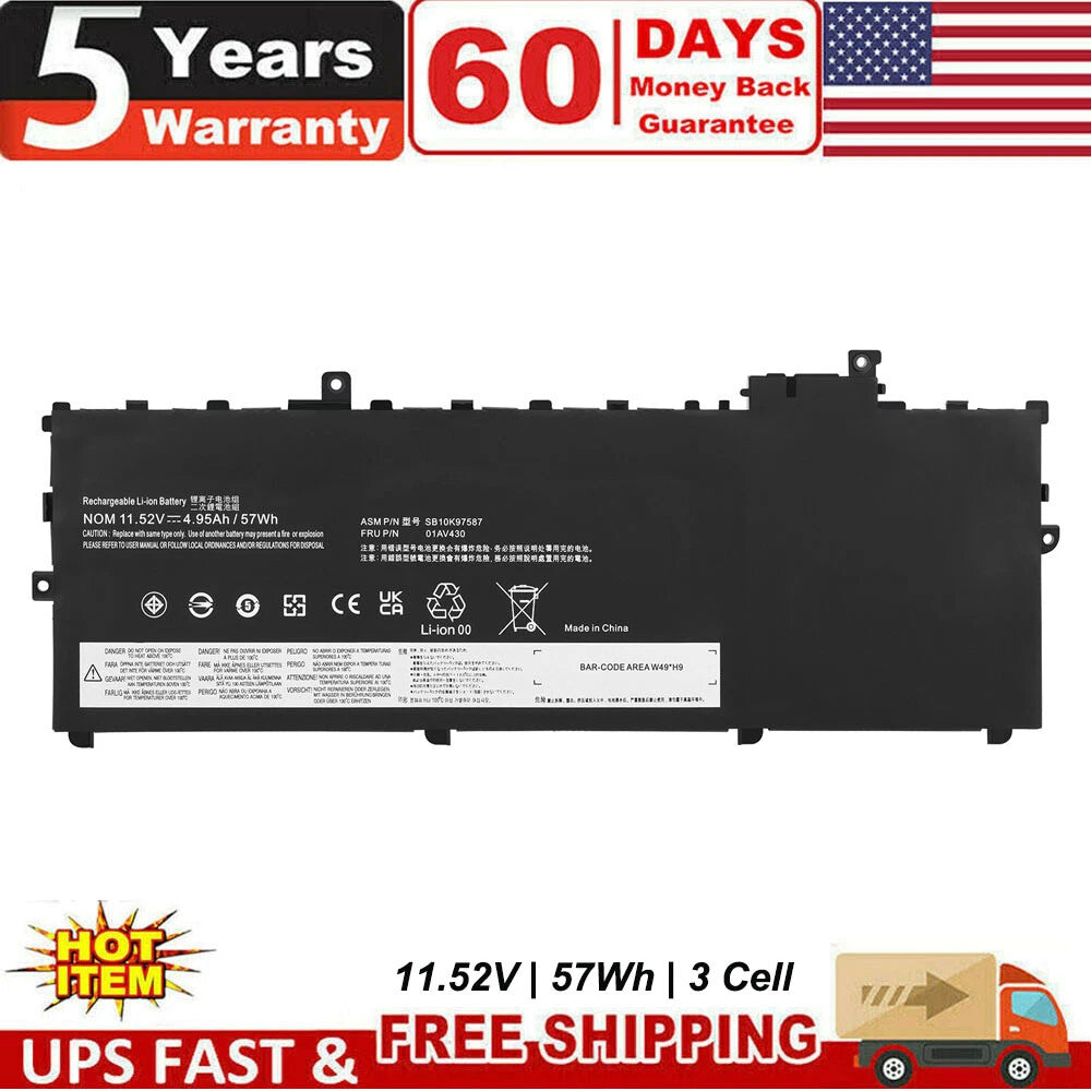 Laptop Battery 01AV430 For Lenovo ThinkPad X1 Carbon 5th Gen 2017 / 6th Gen 2018