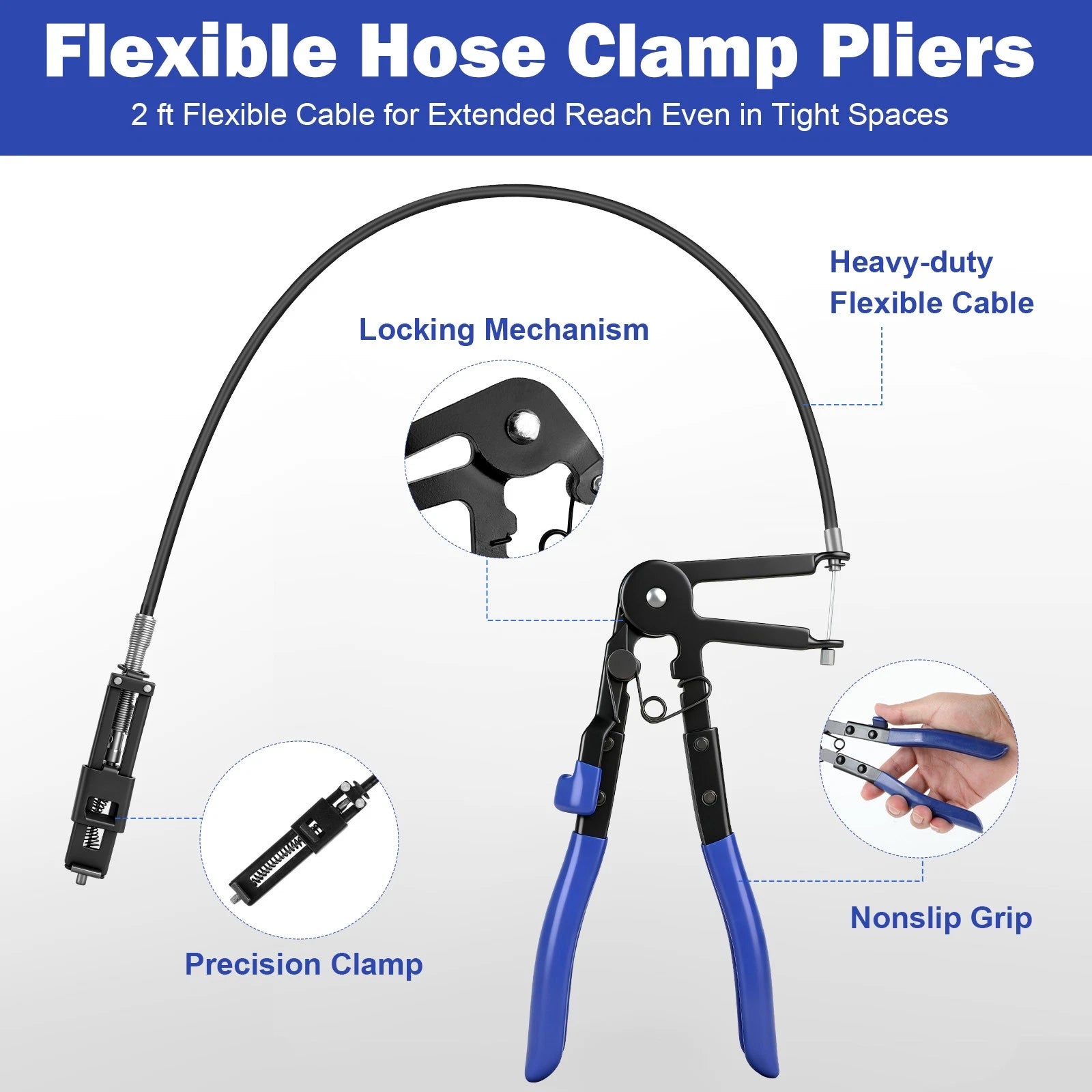 9PCS Hose Clamp Clip Plier Set Swivel Jaw Flat Angled Band Automotive Tool Set