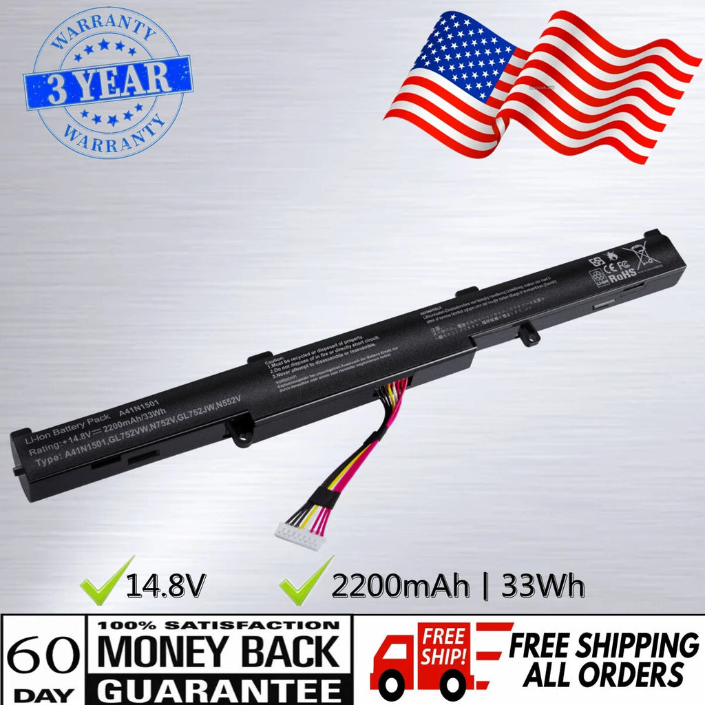 Battery A41N1501 For ASUS N552V N552VW N752 N752V N752VW GL752 GL752V A41LK9H