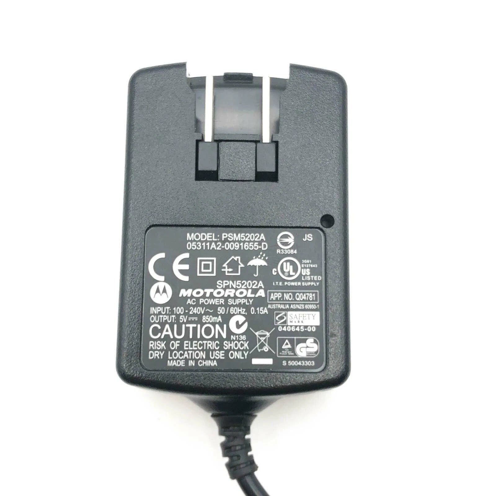 New Genuine Motorola PSM5202A USB-mini AC Wall Adapter Power Supply 5V 0.85A OEM