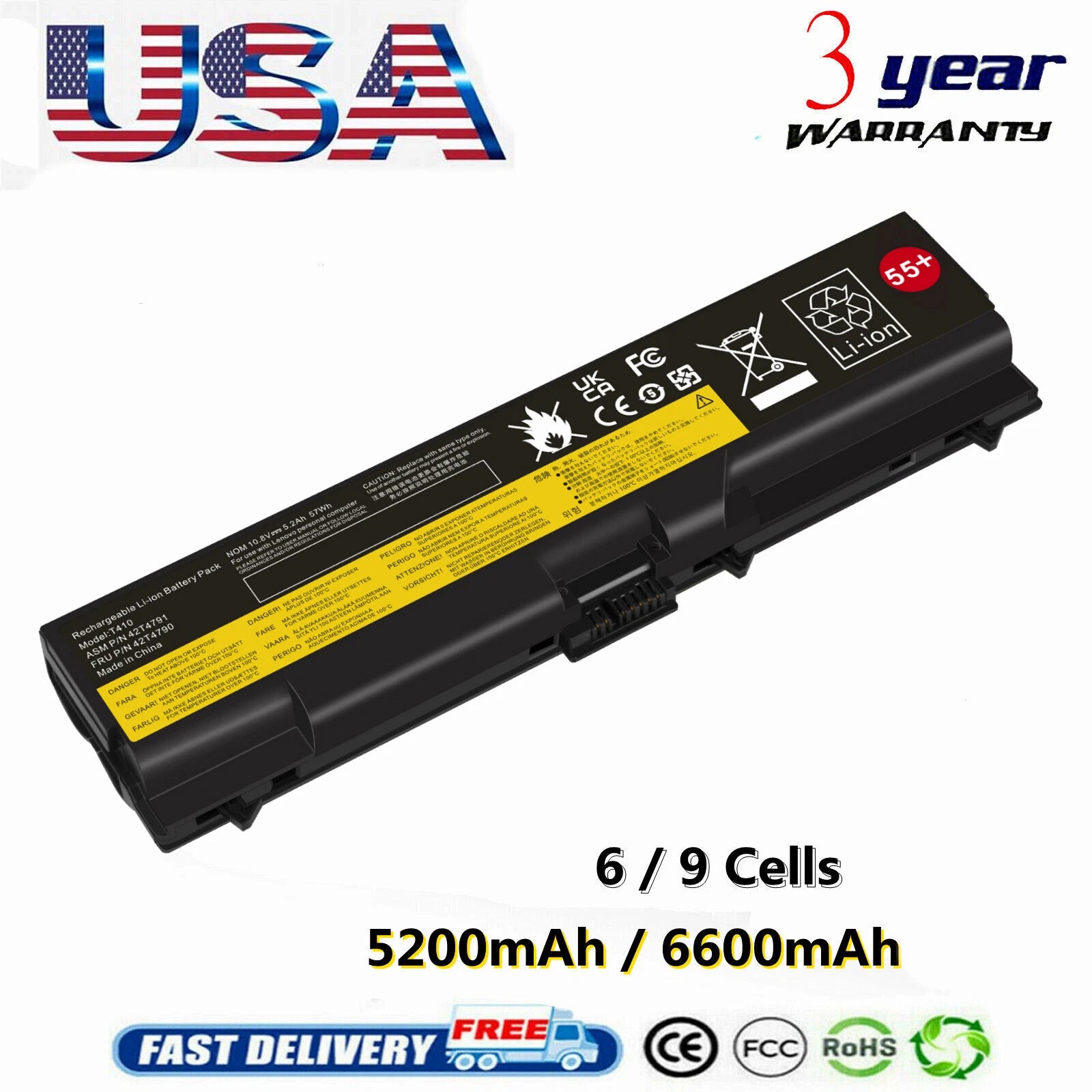 Battery For IBM Lenovo ThinkPad E40 E50 T410 T420 T510 T520 W510 W520 6/9 Cell