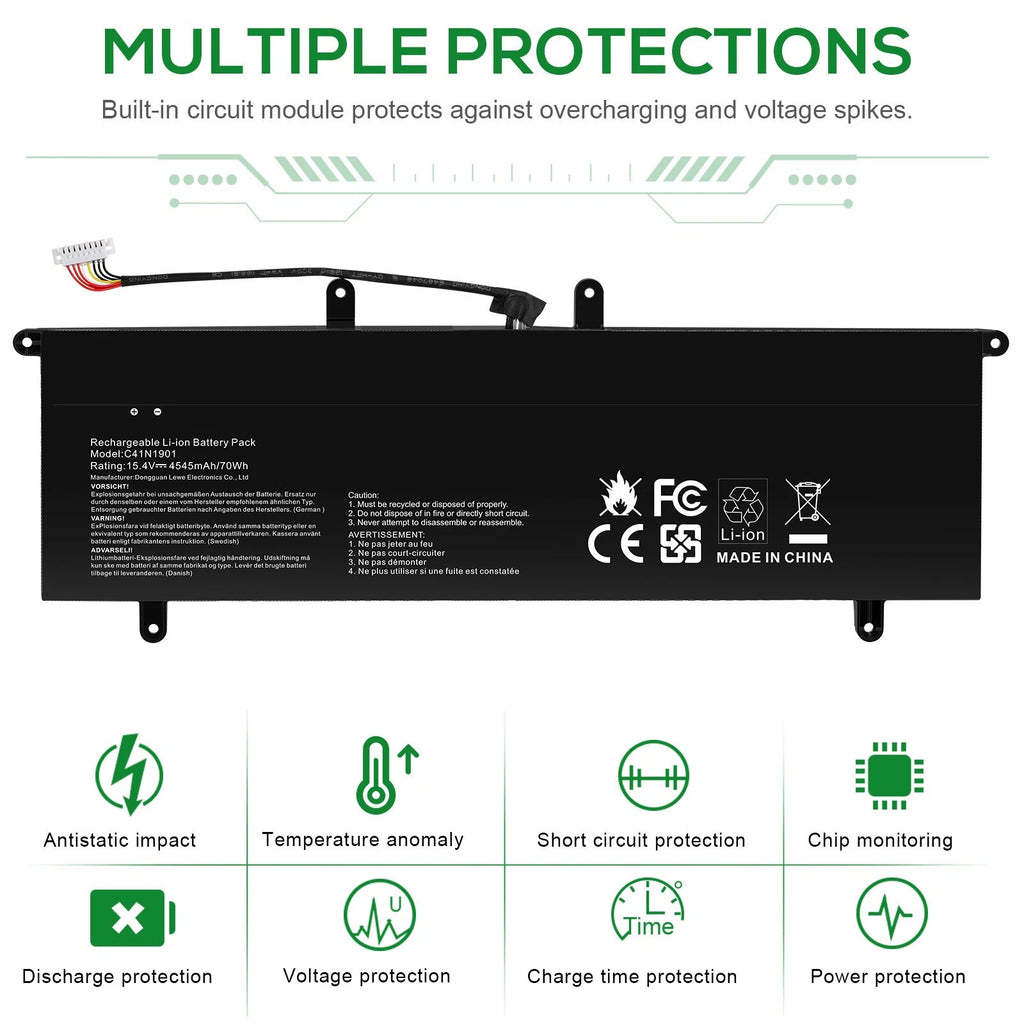 C41N1901 Battery For ZenBook Duo UX481F UX481FA UX481FL UX4000F UX4000FL 70WH
