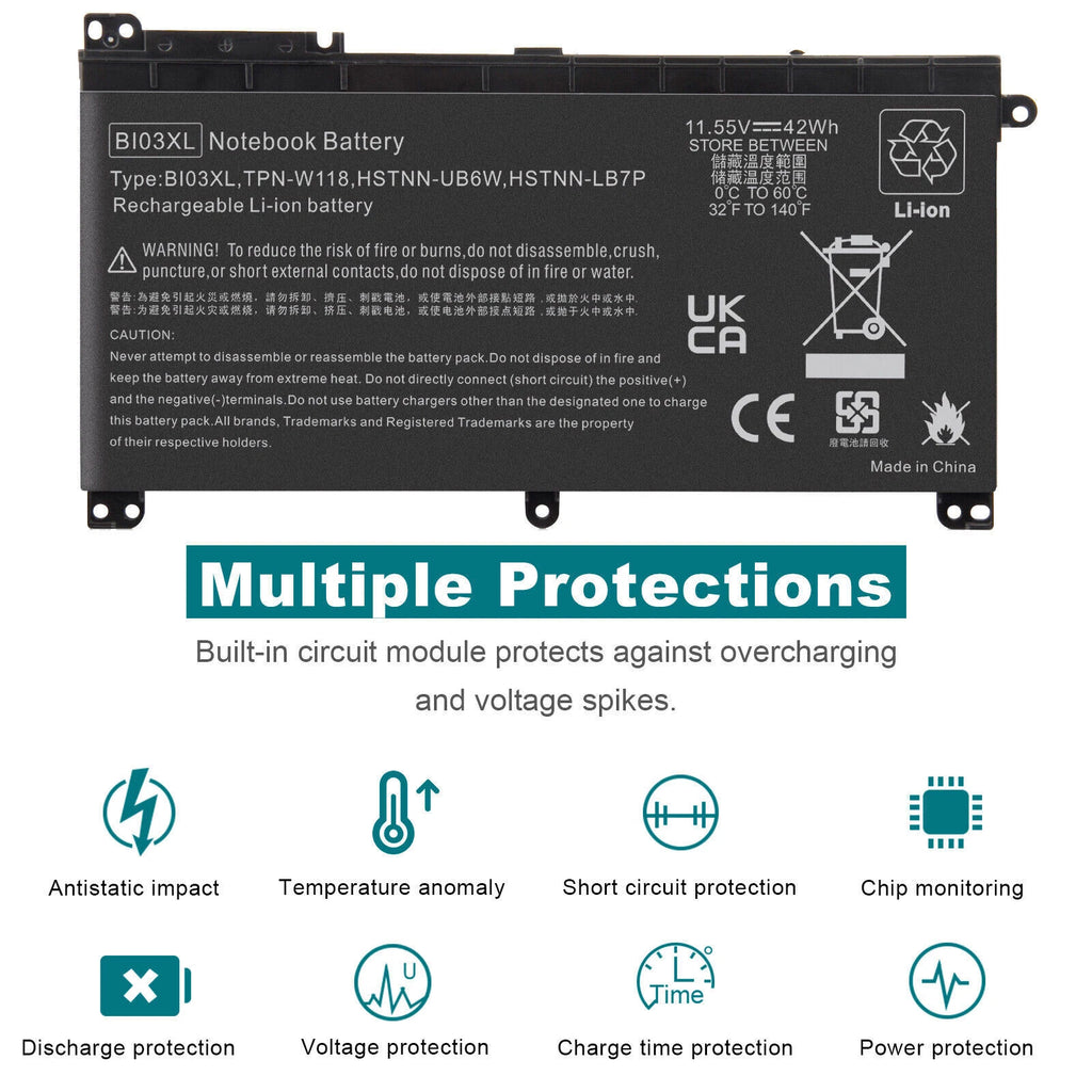 BI03XL Battery For HP Pavilion X360 13-U M3-U 13-u000 M3-U001DX M3-U103D 42Wh