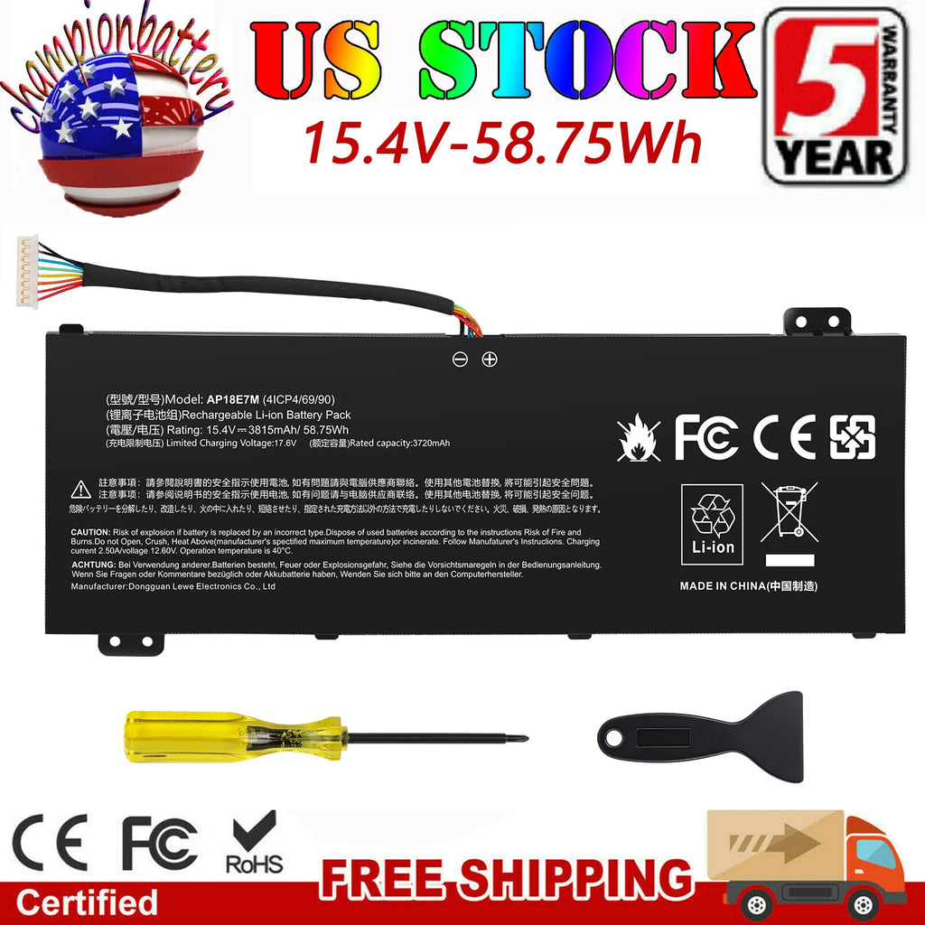 New AP18E7M AP18E8M Battery for Acer Nitro 5 AN515-52 AN515-54 AN515-55 58.75Wh