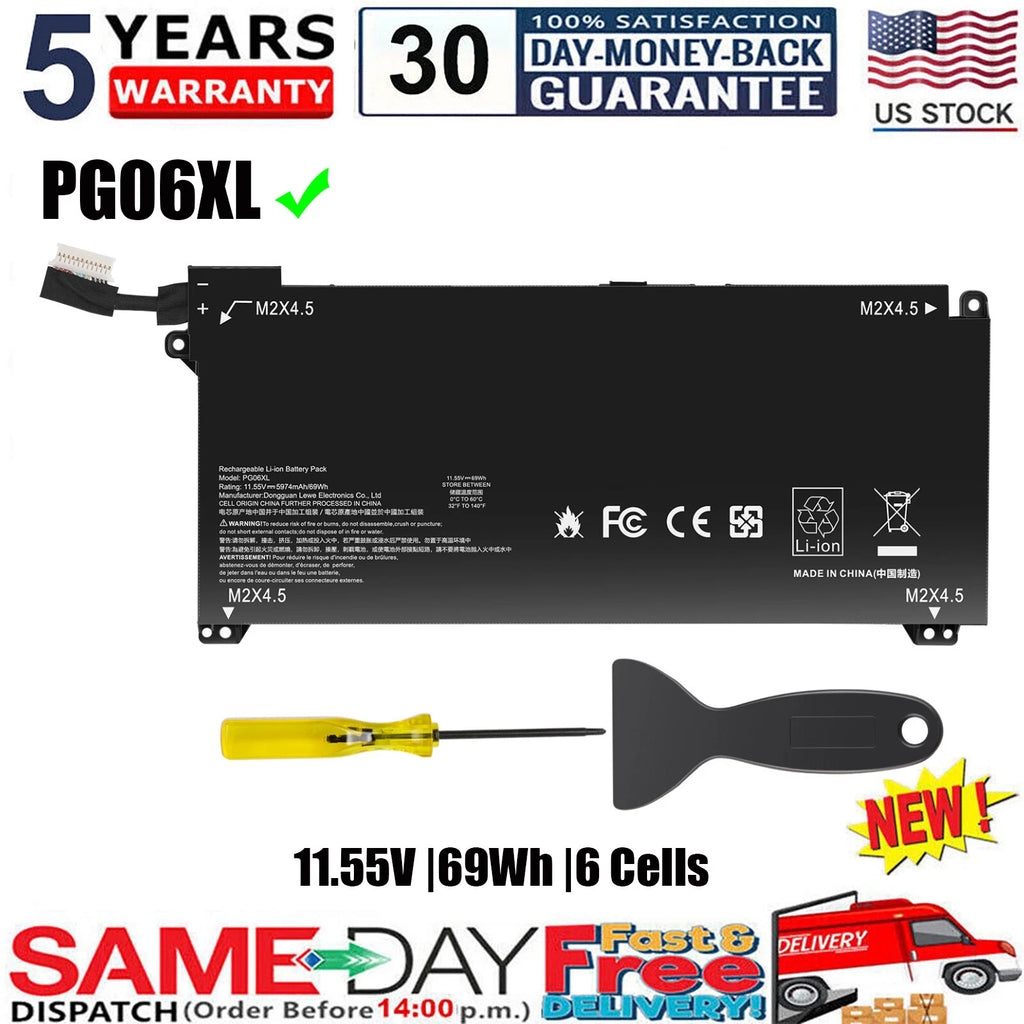 NEW PG06XL Laptop Battery For HP Omen 15-DH 15T-DH000 HSTNN-DB9F L48497-005 69Wh
