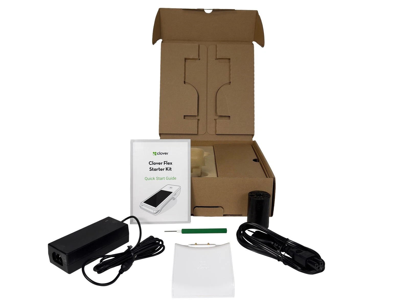 ?NEW Clover Flex Starter Kit K400 Cradle Dock Charger + Power Supply ???