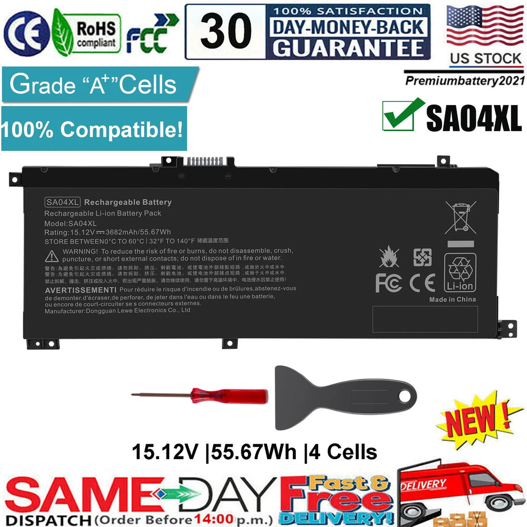 ?SA04XL Battery for HP ENVY X360 15-DR 15-DS L43248-AC2 HSTNN-OB1G L43267-005
