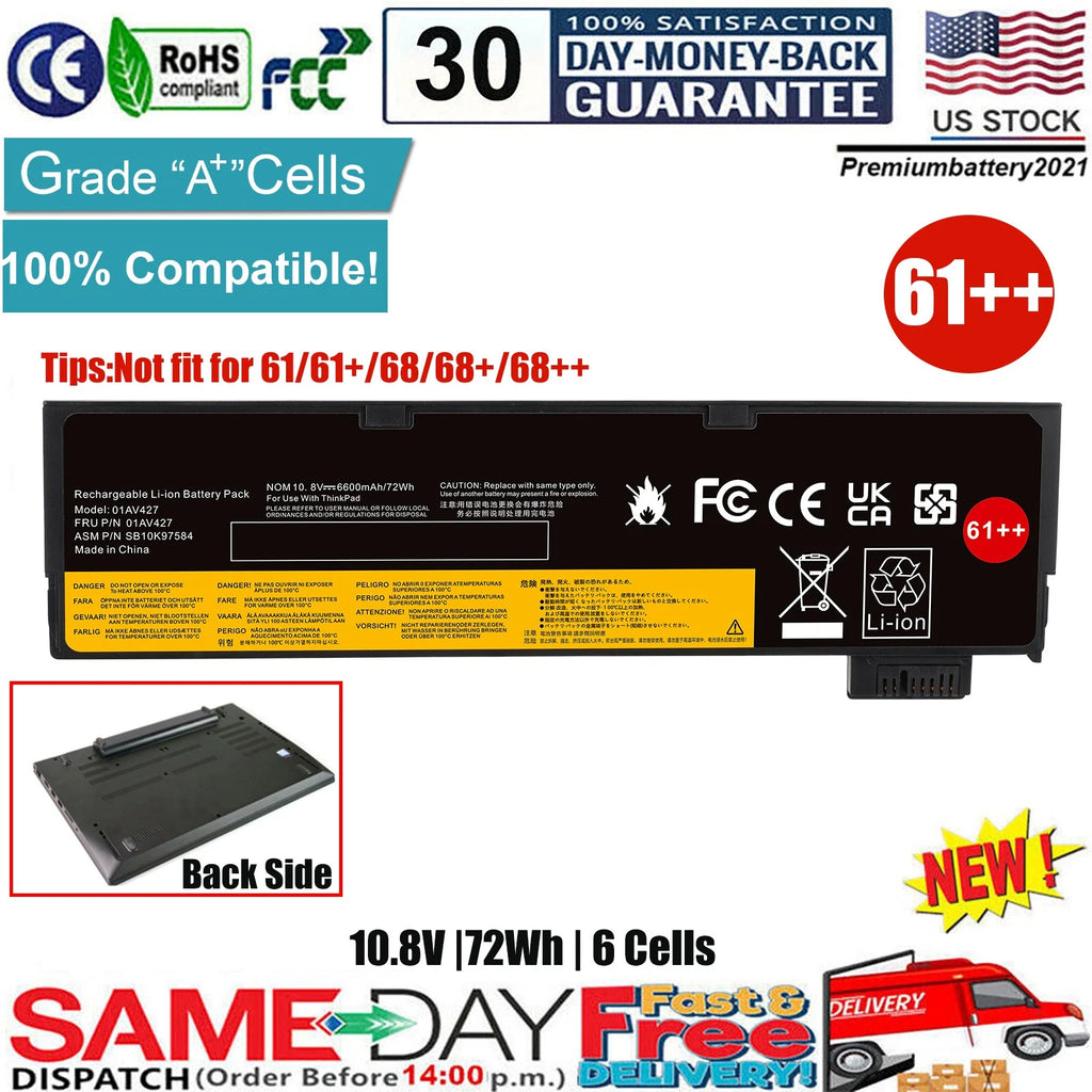 61++ Battery for Lenovo ThinkPad T470 T480 T570 T580 01AV422 01AV423 01AV426 NEW