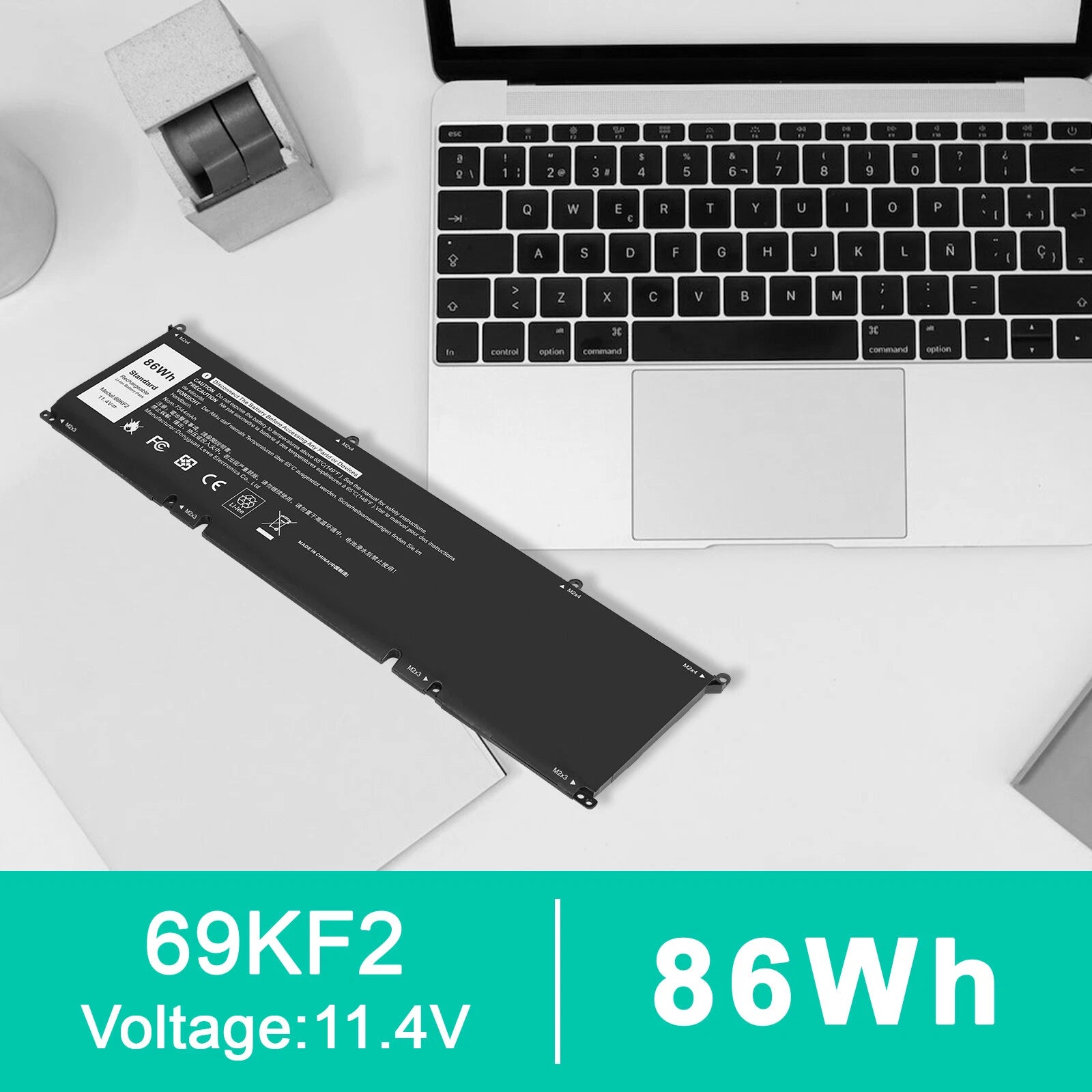 86Wh 8FCTC Laptop Battery For Dell XPS 15 9500 9510 P8P1P DVG8M 69KF2 Series