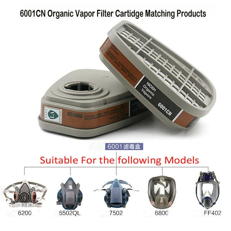 4PC 6001CN Organic Vapor Respirator Filter Cartridge For 6300 6800 7502 Gas Mask