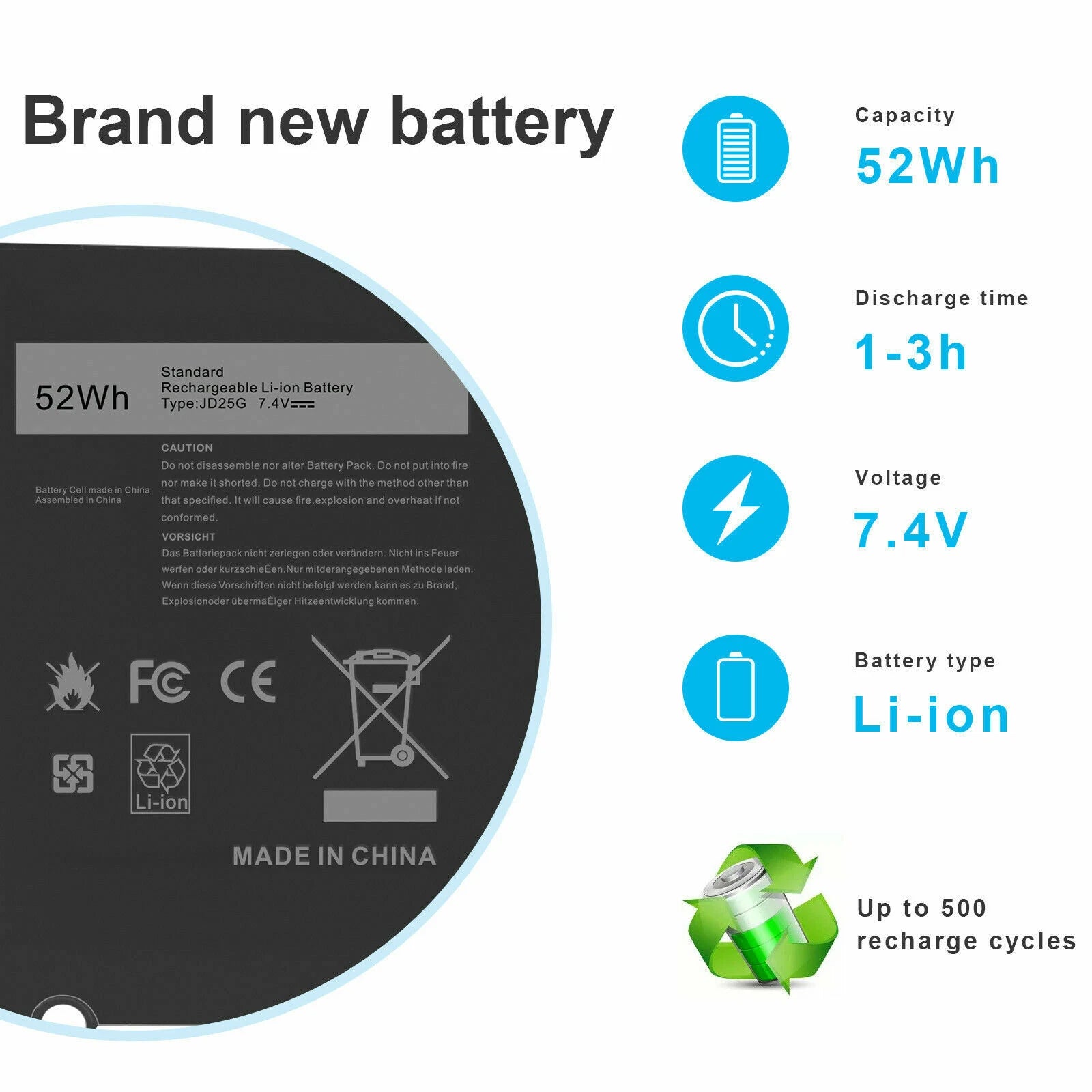 Battery For Dell XPS 13 9343 13 9350 0DRRP 0N7T6 5K9CP 90V7W JD25G JHXPY P54G
