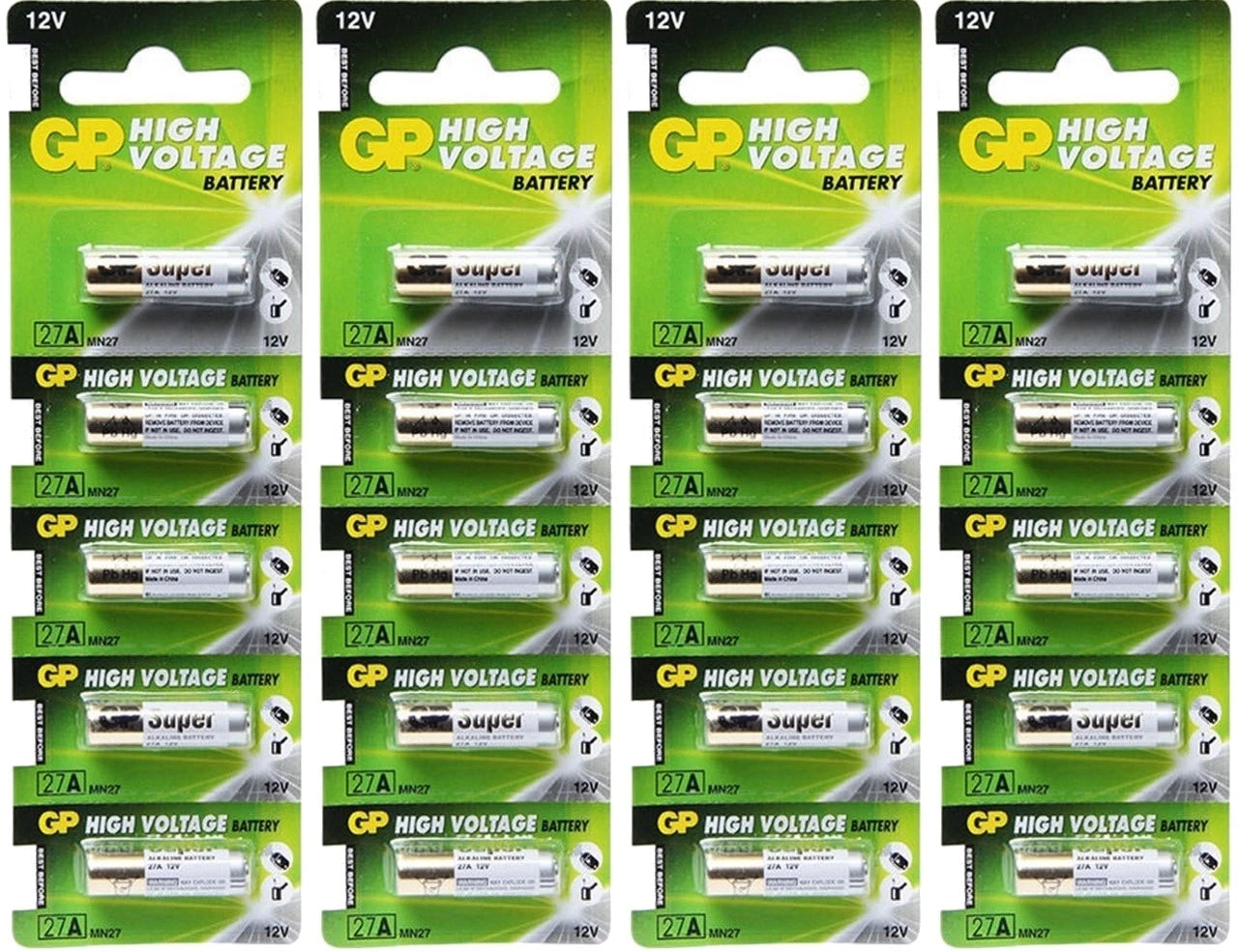 20 Pk GP Alkaline Battery 27A 12V - GP27A-C5 MN27 A27
