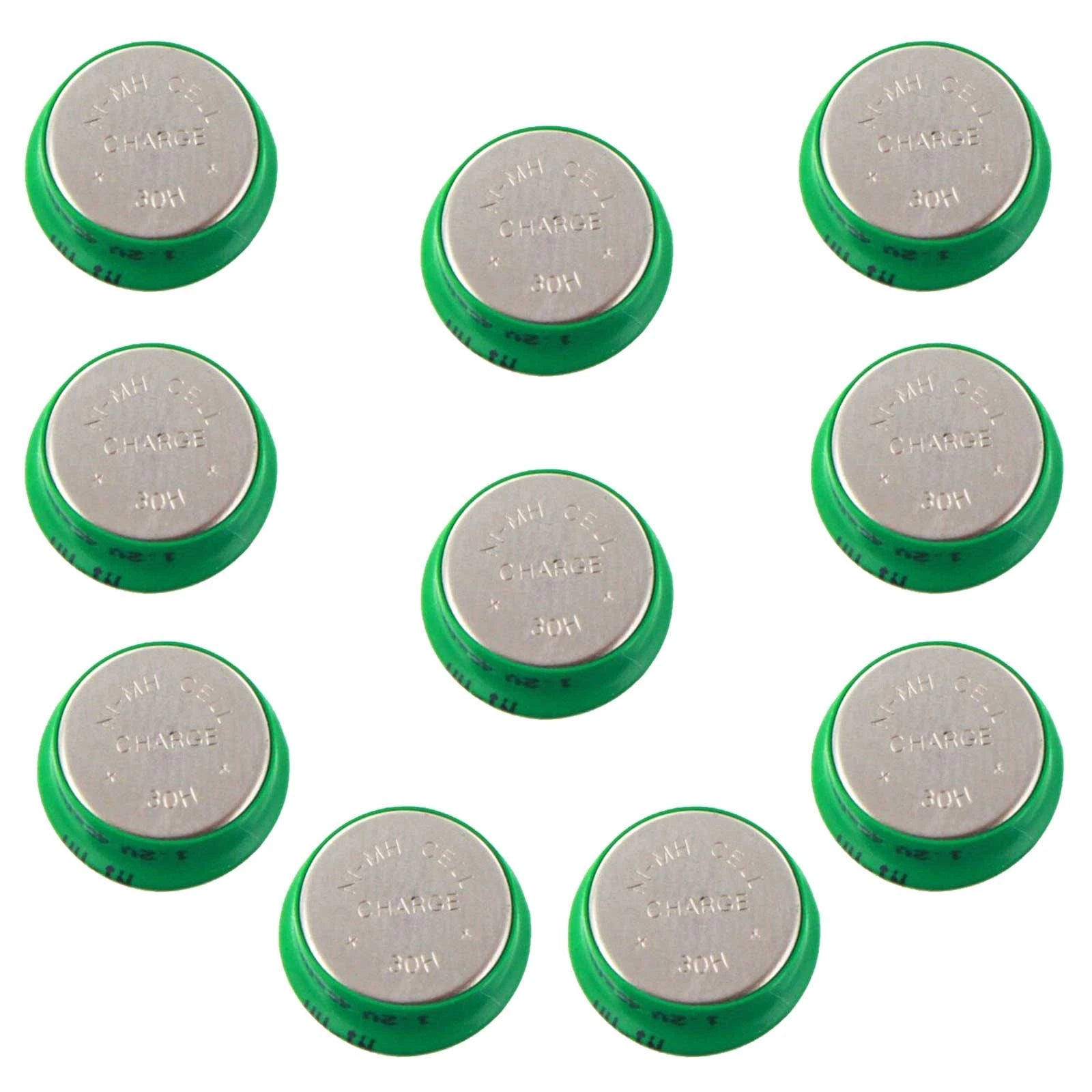 10x 1.2V NiMH 40mAh Flat Top Batteries For Data Loggers Portable Monitors