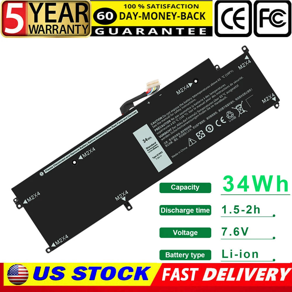?XCNR3 WY7CG Laptop Battery for Dell Latitude 13 7370 E7370 Series 7.6V 34Wh New
