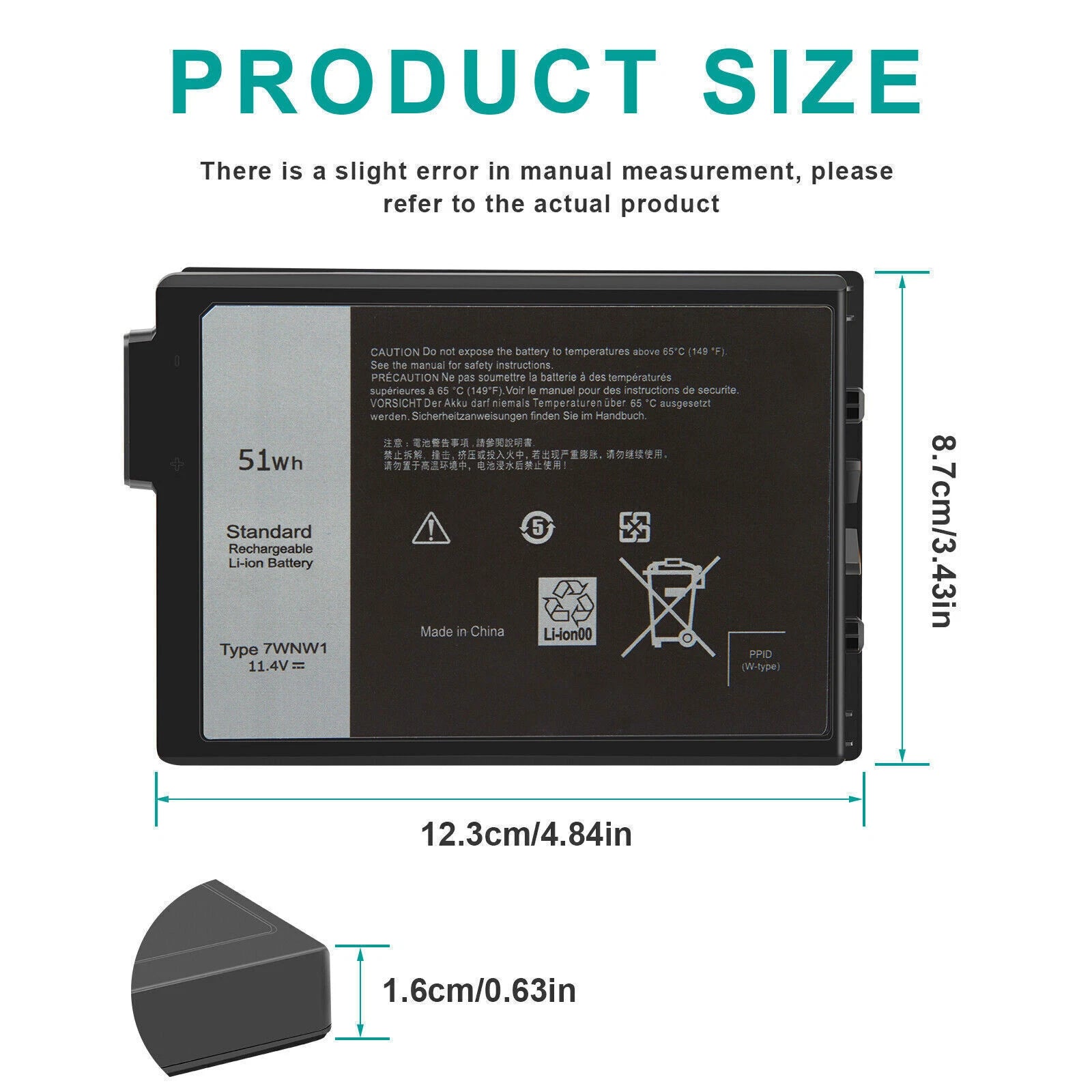 LOT For Dell Latitude 5420 5424 7424 Rugged 11.4V 51Wh Battery GK3D3 7WNW1